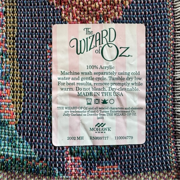 👠✨VINTAGE Wizard of Oz Woven Throw Blanket by Mohawk Home – 2002 USA – 60” x 49” - Picture 7 of 10